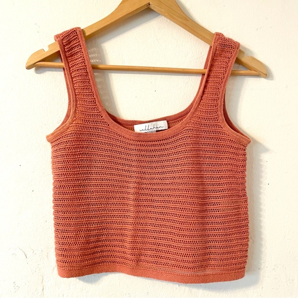 Callahan Cropped Open Knit Tank, Orange Rust sz M - Picture 1 of 4